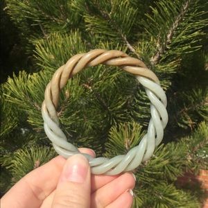 Qing Dynasty Twisted Celadon Jade Bangle